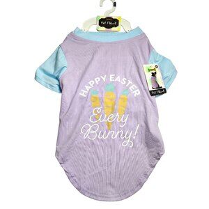 Woof XL Dog Happy Easter Every Bunny Purple and Blue Pet Apparel T-Shirt